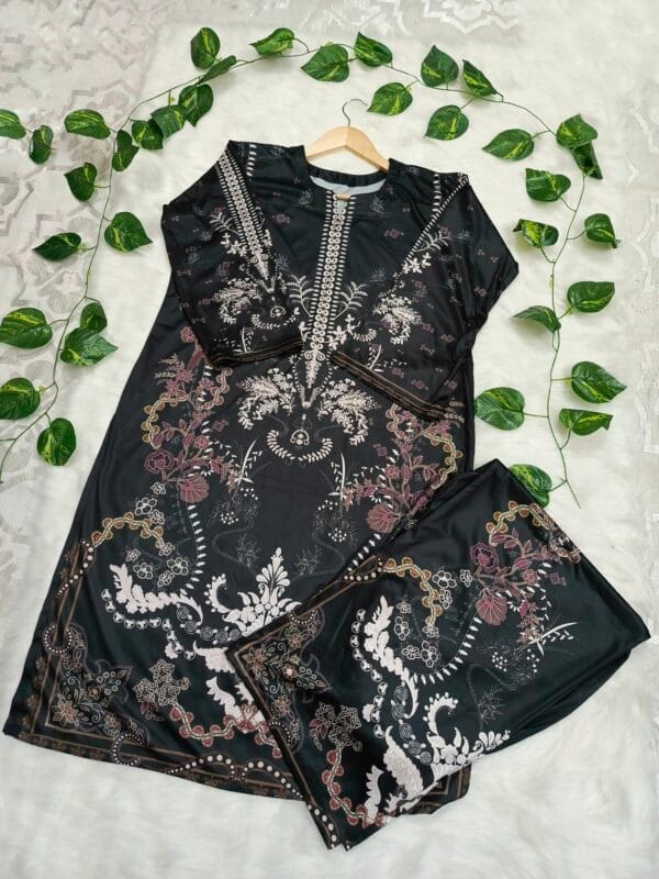 Black Micro Stretch Soft Silk Two Piece