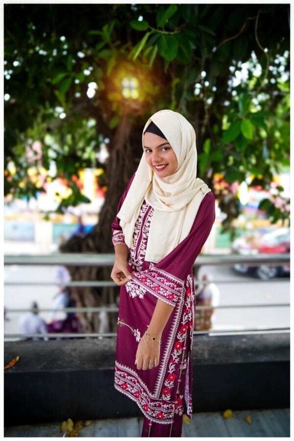 Maroon Micro Stretch Soft Silk Two Piece