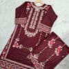 Maroon Micro Stretch Soft Silk Two Piece