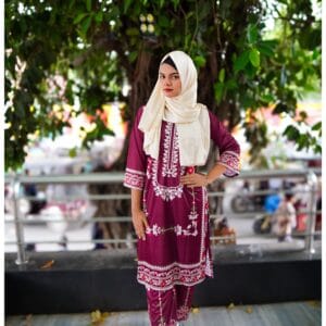 Maroon Micro Stretch Soft Silk Two Piece