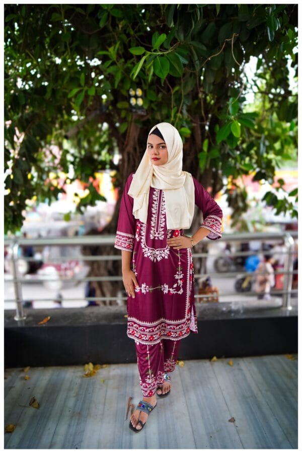 Maroon Micro Stretch Soft Silk Two Piece