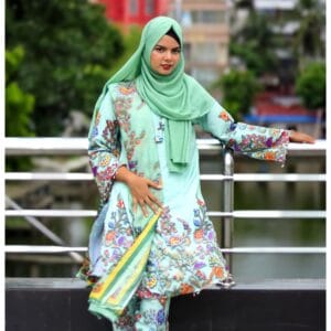 Premium Micro Soft Silk Mint Green Three Piece