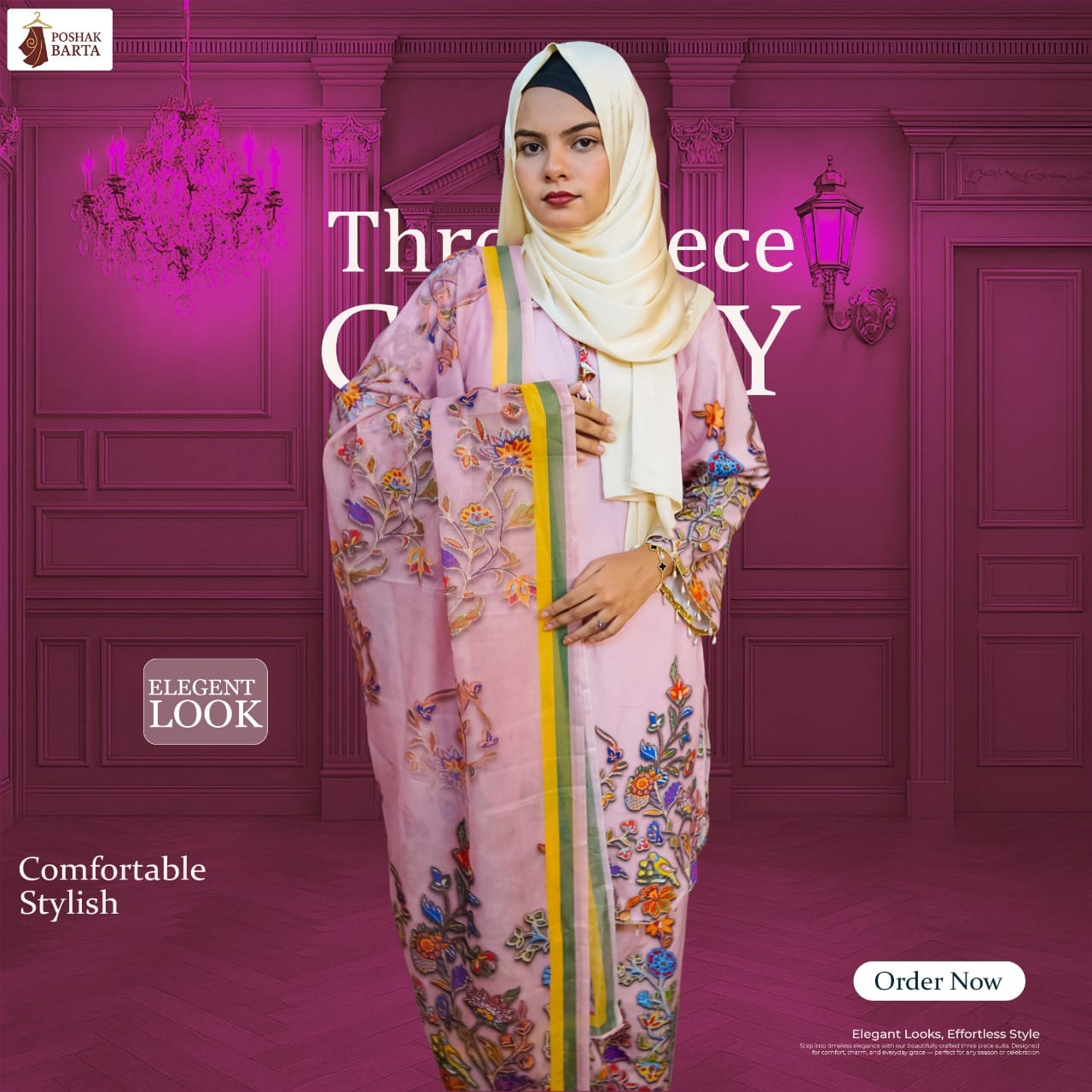 Soft Pink Premium Micro Soft Silk Three Piece – Women’s Dress | Bangladesh
